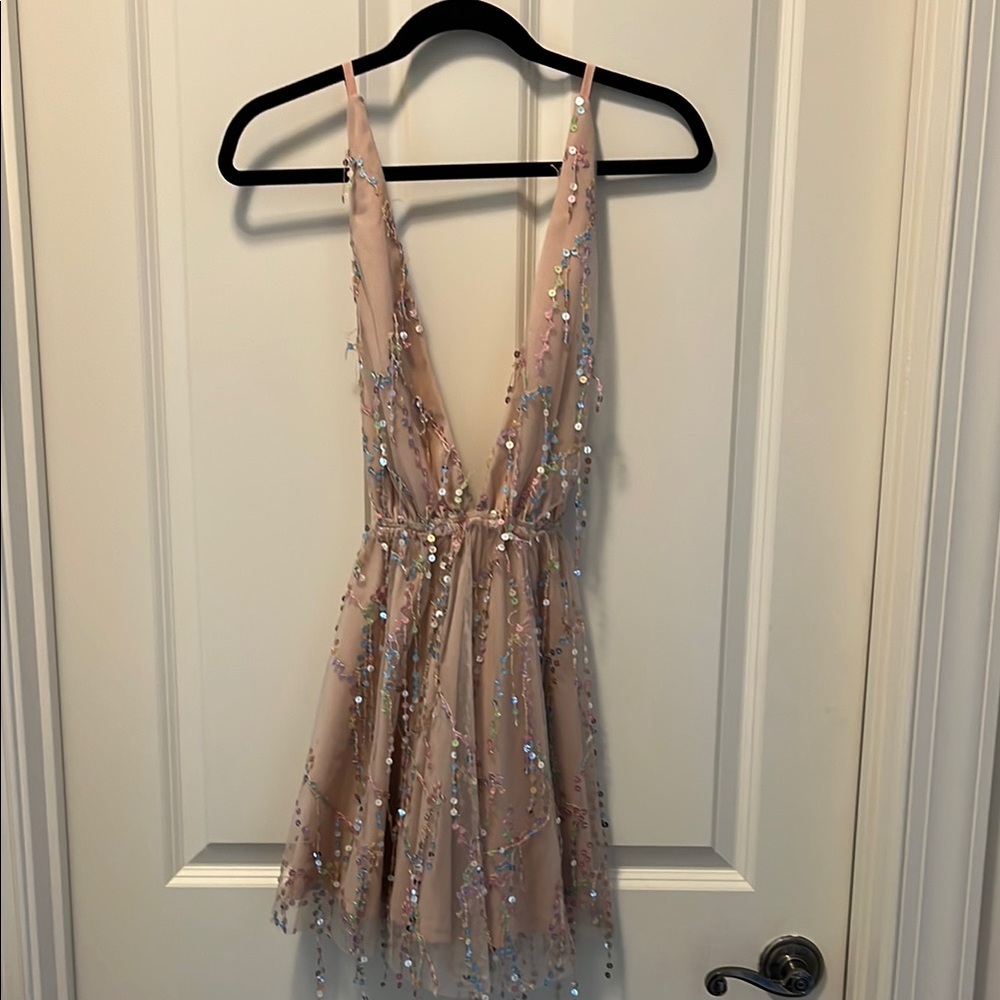 Hello Molly Pink Sequin Backless Dress